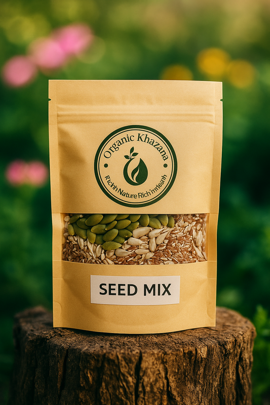 Organic Khazana Seed Mix| Pcos, Pms, Irregular Periods, Acne, Skin And Hair | Pumpkin, Sunflower, Sesame And Flax Seeds | Seed Cycling Seed Combo For Women